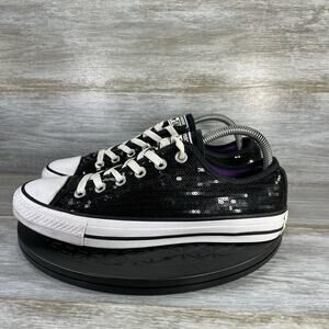 Converse Women's All-Star Black Sequin Low Top Sneakers Size 9
